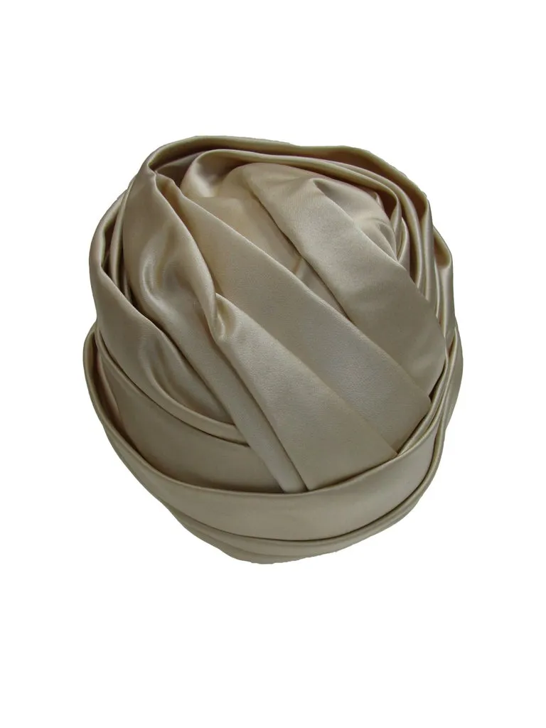 1970's Sublime Irene of New York Champagne Silk Turban