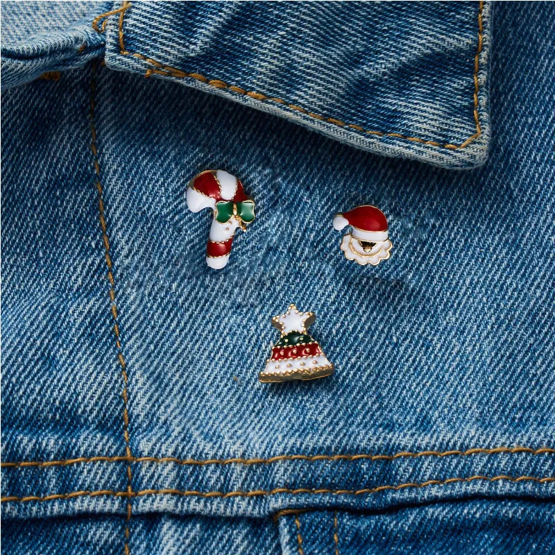 3Pcs Christmas Holiday Themed Enamel Brooch Pins Set