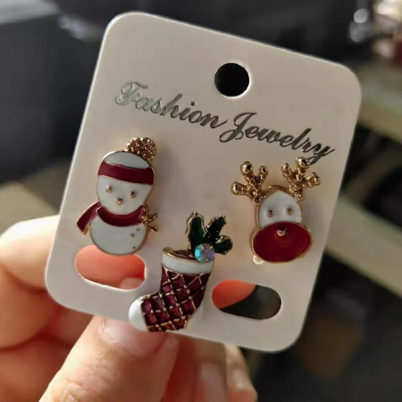 3Pcs Christmas Holiday Themed Enamel Brooch Pins Set