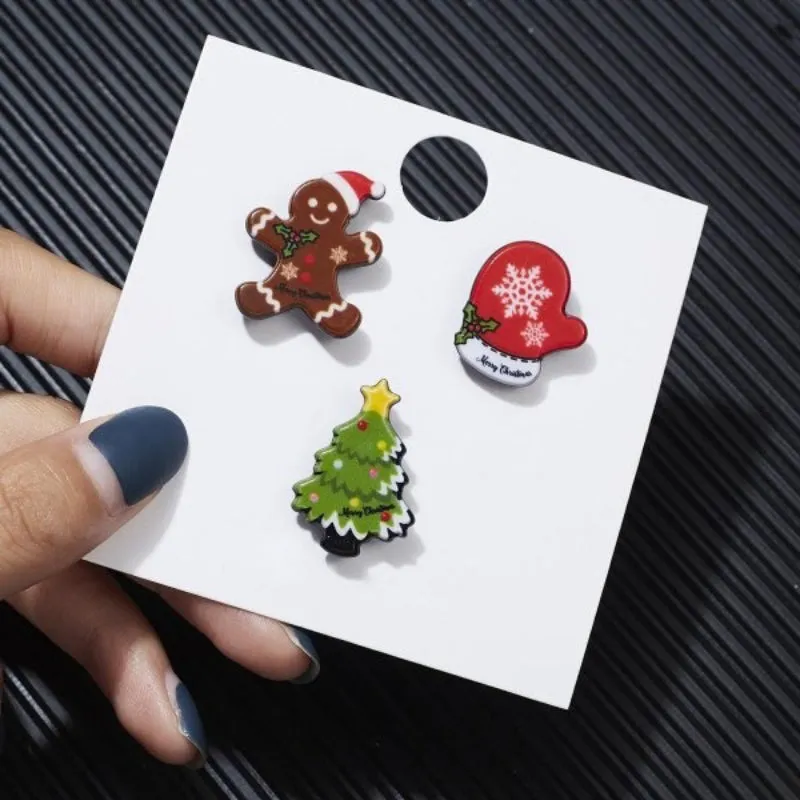 3Pcs Christmas Holiday Themed Enamel Brooch Pins Set