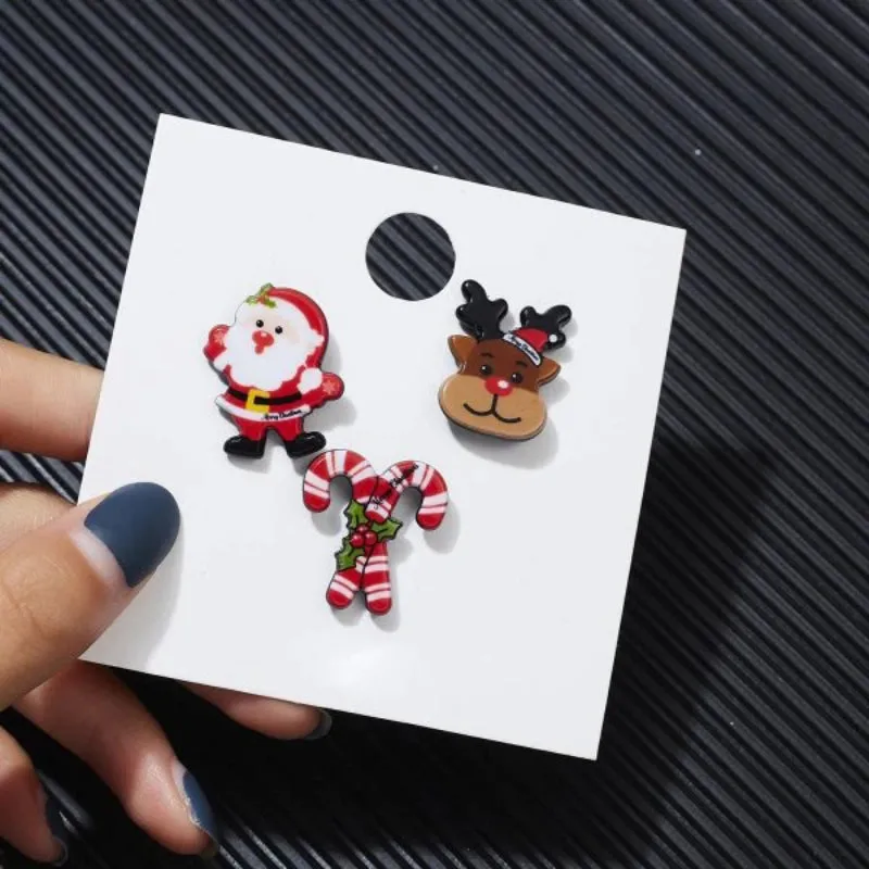 3Pcs Christmas Holiday Themed Enamel Brooch Pins Set