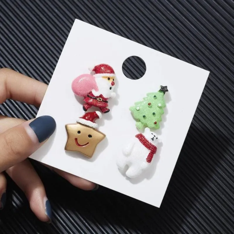 3Pcs Christmas Holiday Themed Enamel Brooch Pins Set