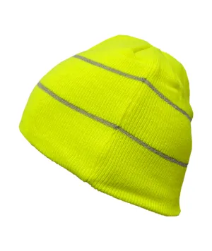 808RTLM Safety Lime Cuffed Beanie: Reflective Thread