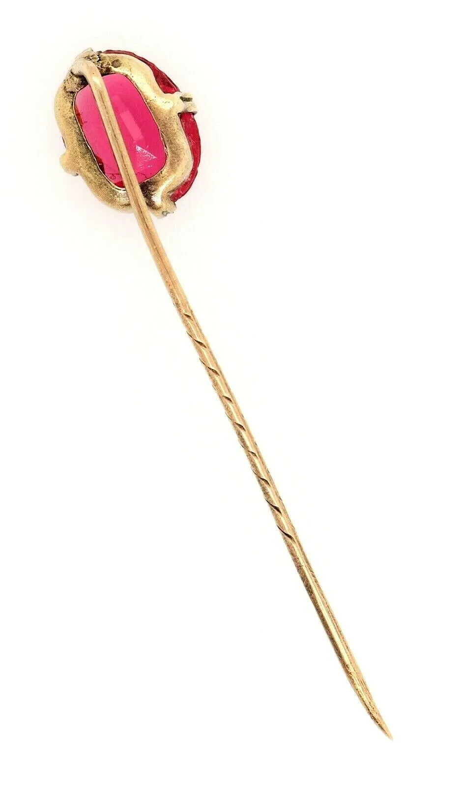 9ct Yellow Gold Pink Glass Rhinestone Pin/Brooch