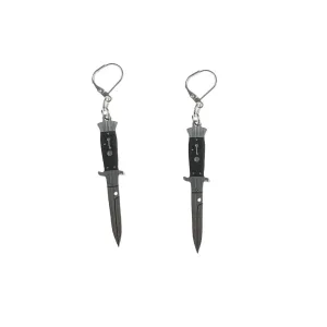 A Knife Less Ordinary Dangle Earrings - Silver/Black