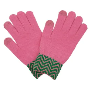 AKA Pink and Green Zig-Zag Alpha Kappa Alpha Inspired Gloves