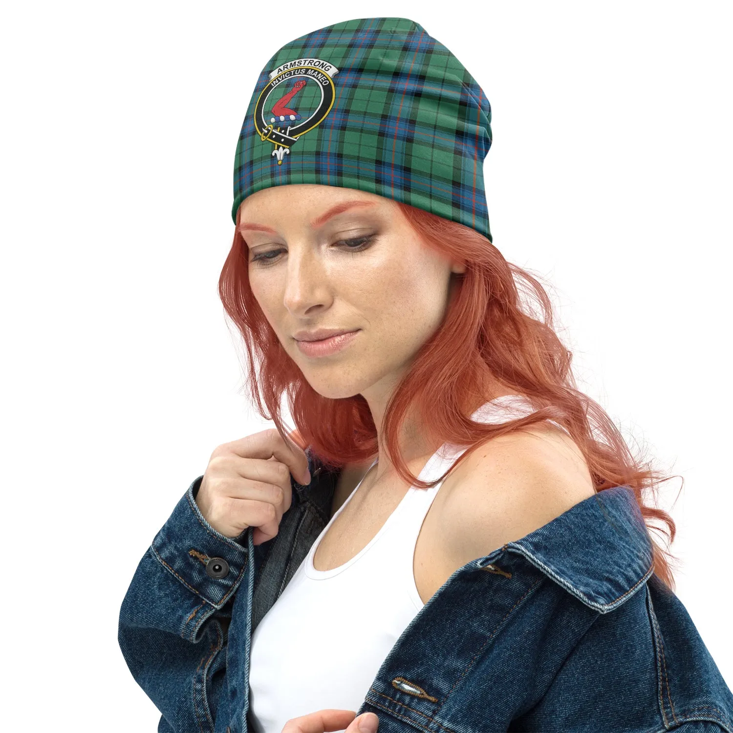 Armstrong Ancient Tartan Beanies Hat with Family Crest