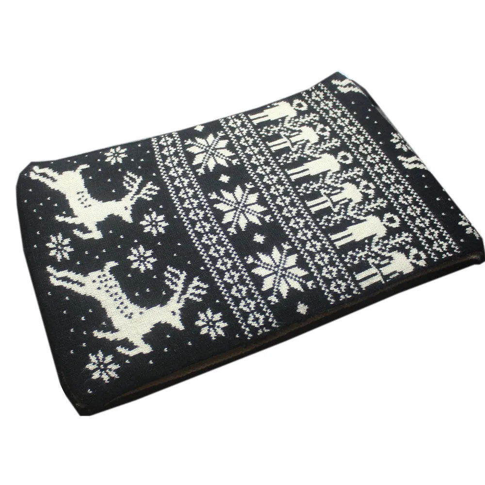 Autumn and Winter Christmas Snowflake Fawn Elk Knitted Scarf Thickened Double-sided Couple Scarves for Men and Women