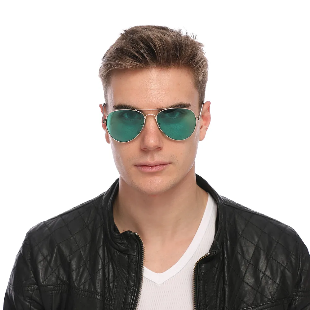 Aviator Sunglasses Classic - Non-Polarized - Gold Frame - Emerald