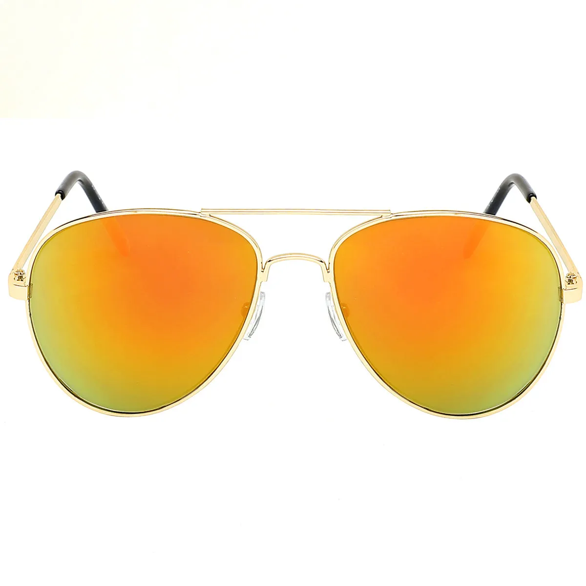 Aviator Sunglasses Classic - Non-Polarized - Gold Frame - Orange/Yellow Mirror