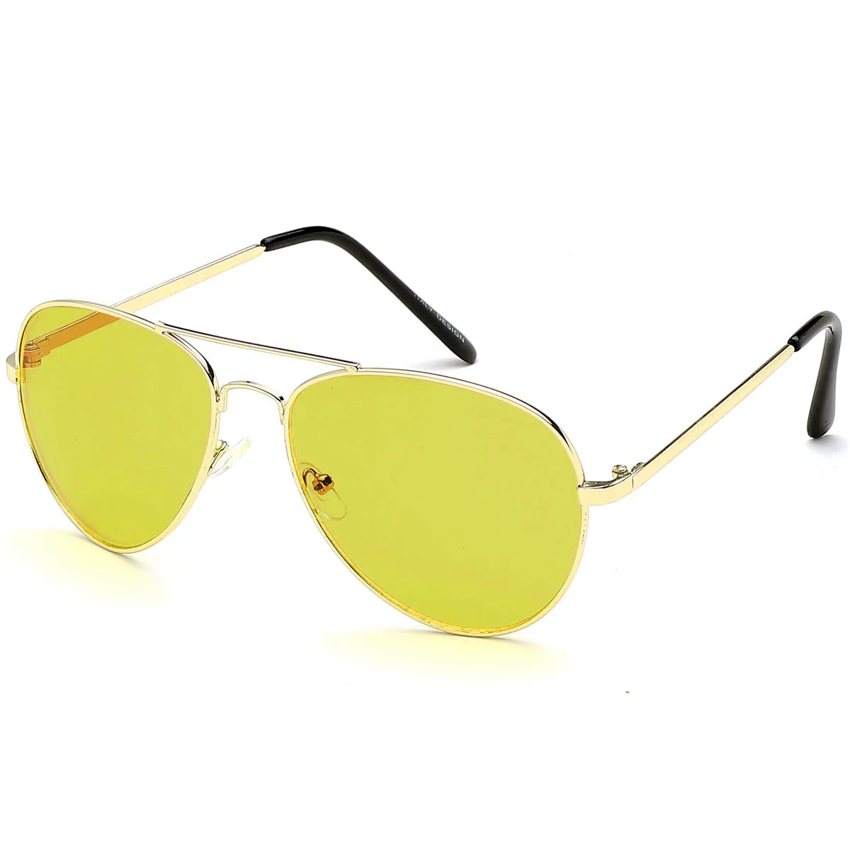 Aviator Sunglasses Classic - Non-Polarized - Gold Frame - Yellow