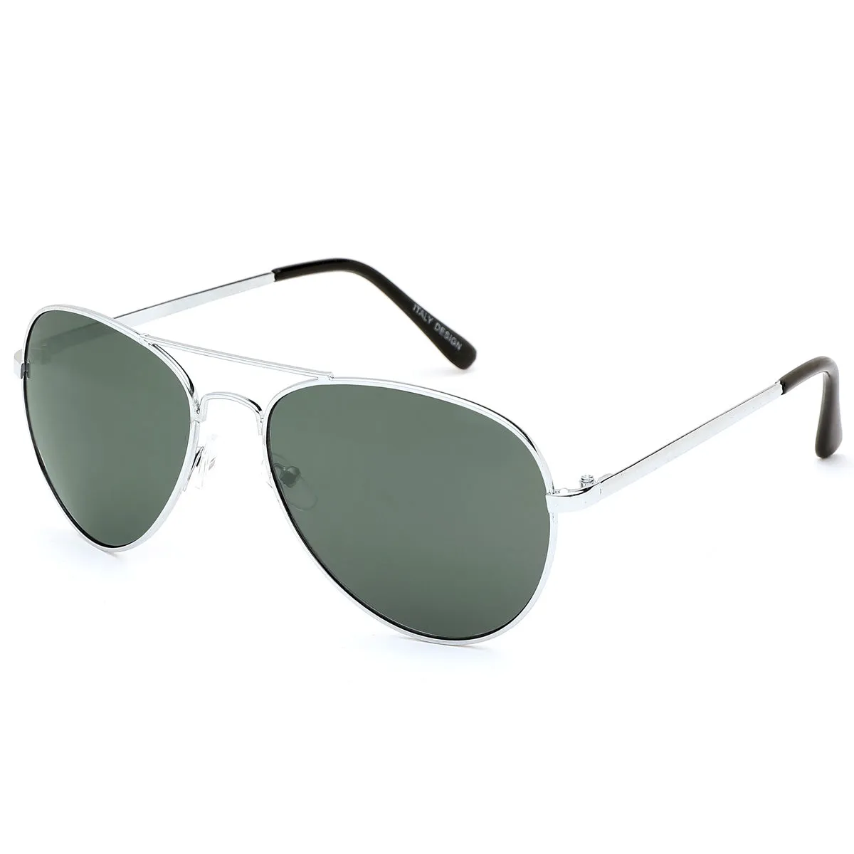 Aviator Sunglasses Classic - Non-Polarized - Silver Frame - Gray