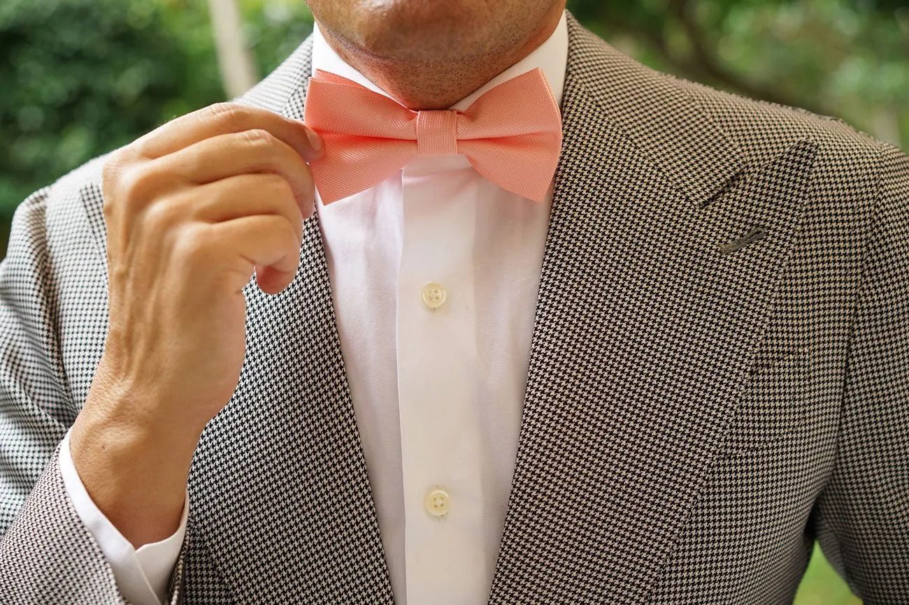 Bellini Peach Weave Bow Tie