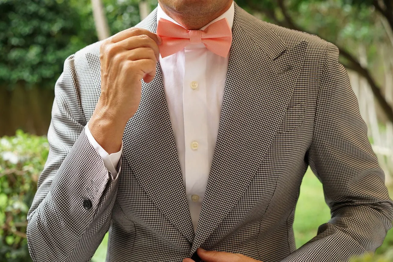 Bellini Peach Weave Bow Tie