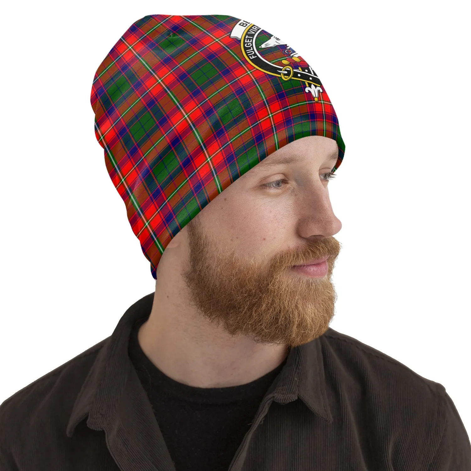 Belshes Tartan Beanies Hat with Family Crest