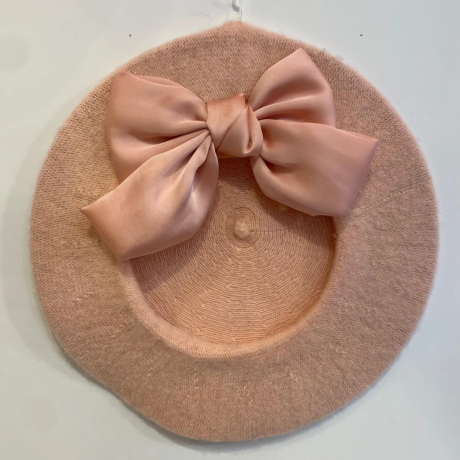 Beret with Bow - Rose Pink