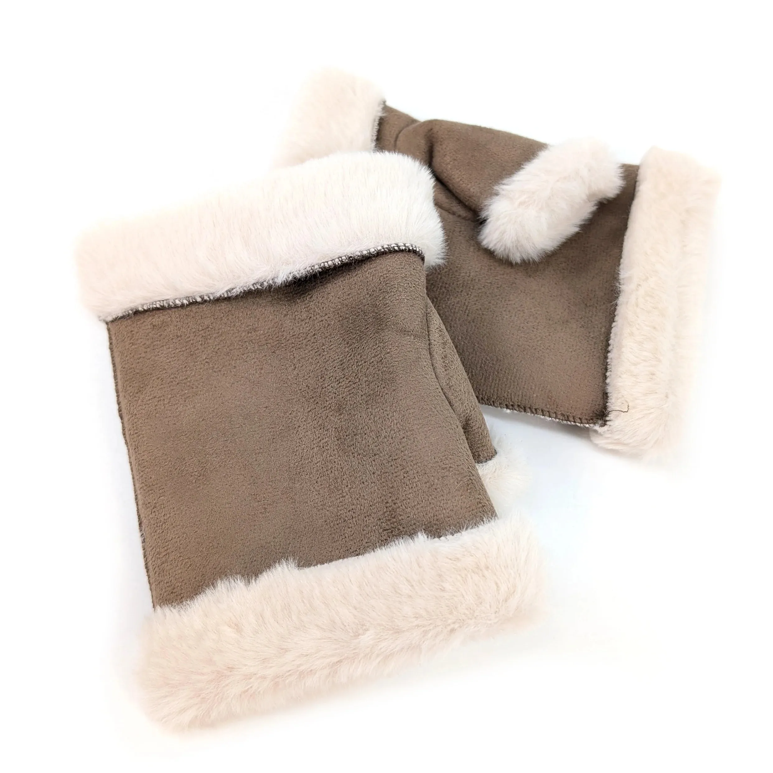 Black Ginger Camel Sheepskin Style Fingerless Gloves - 800-686