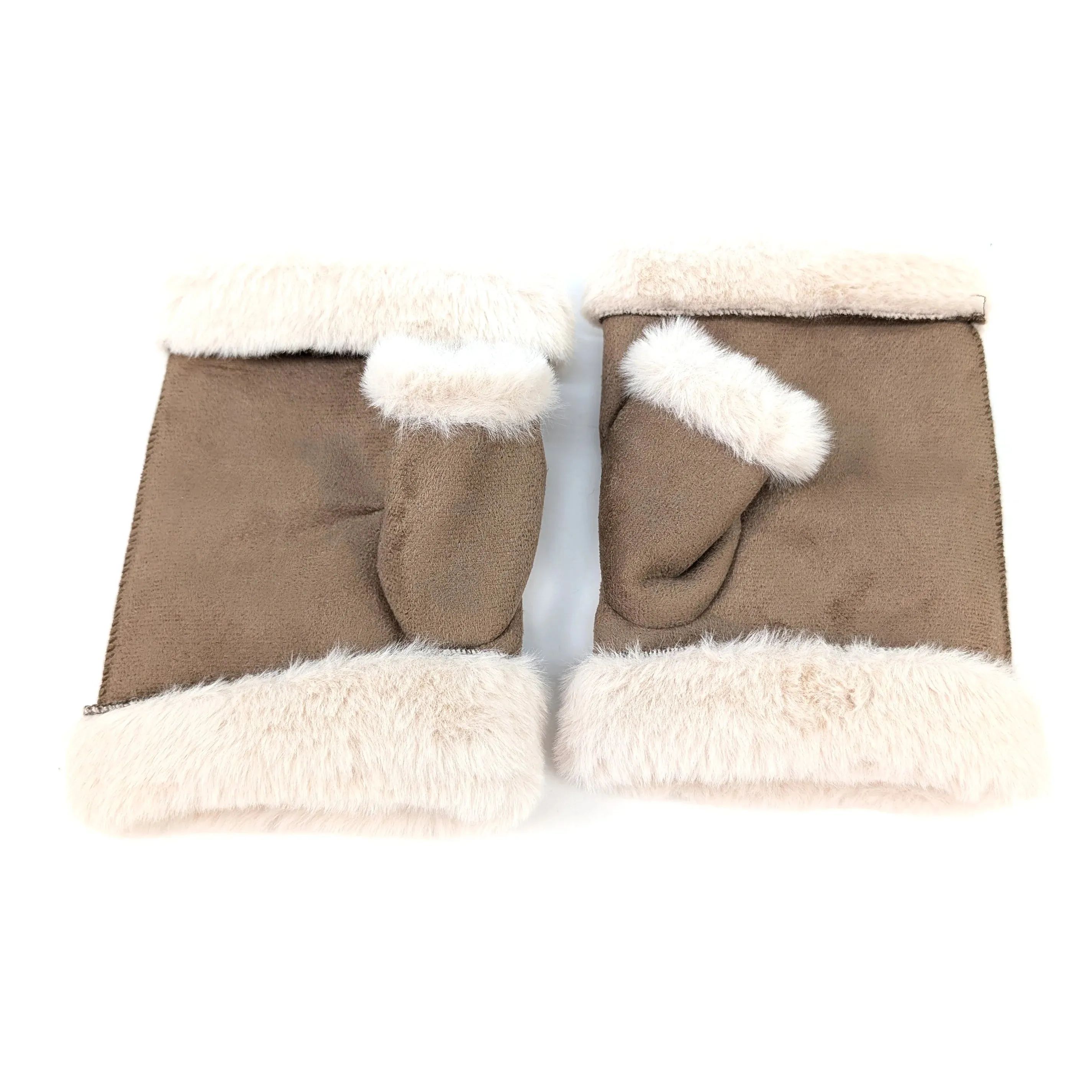 Black Ginger Camel Sheepskin Style Fingerless Gloves - 800-686