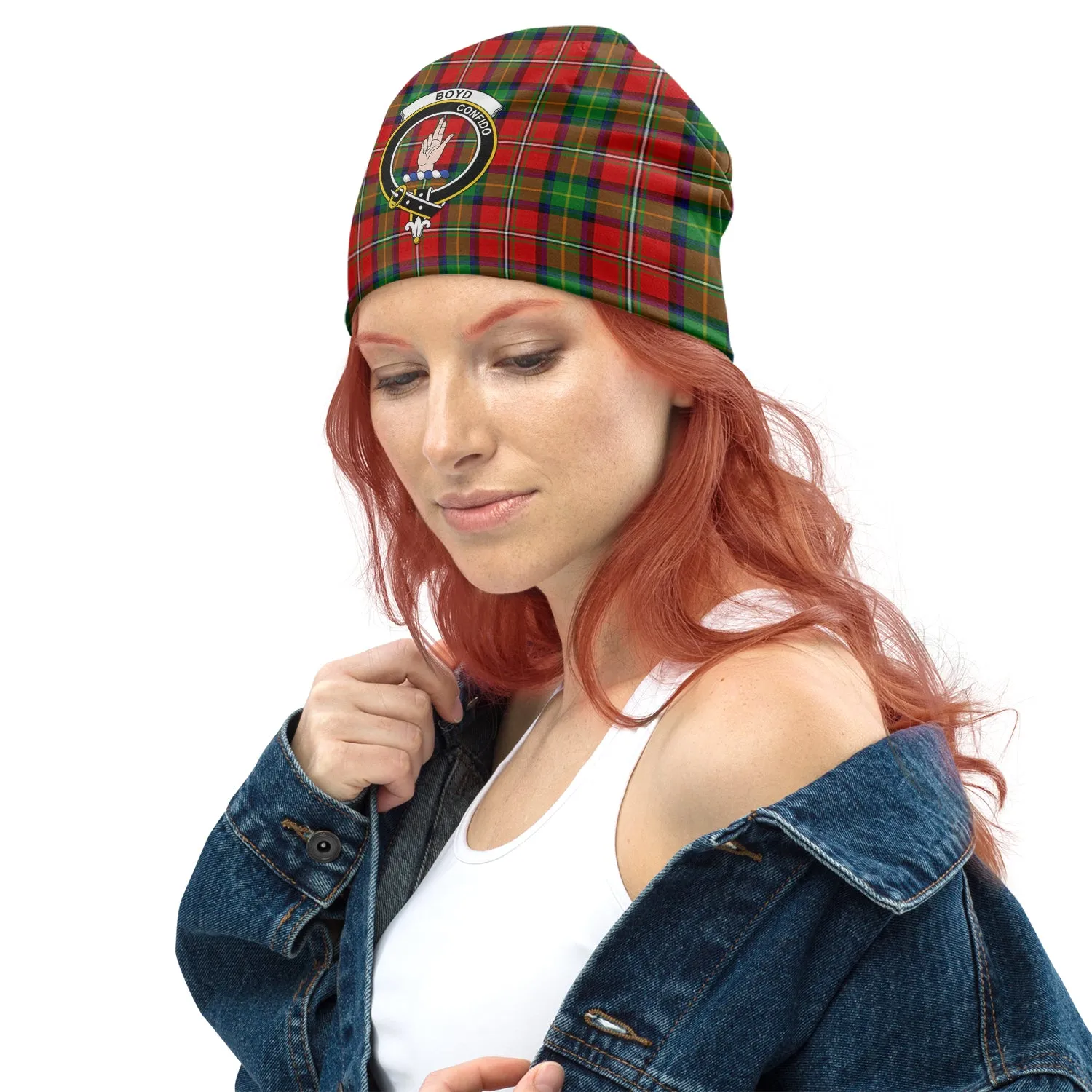 Boyd Tartan Beanies Hat with Family Crest