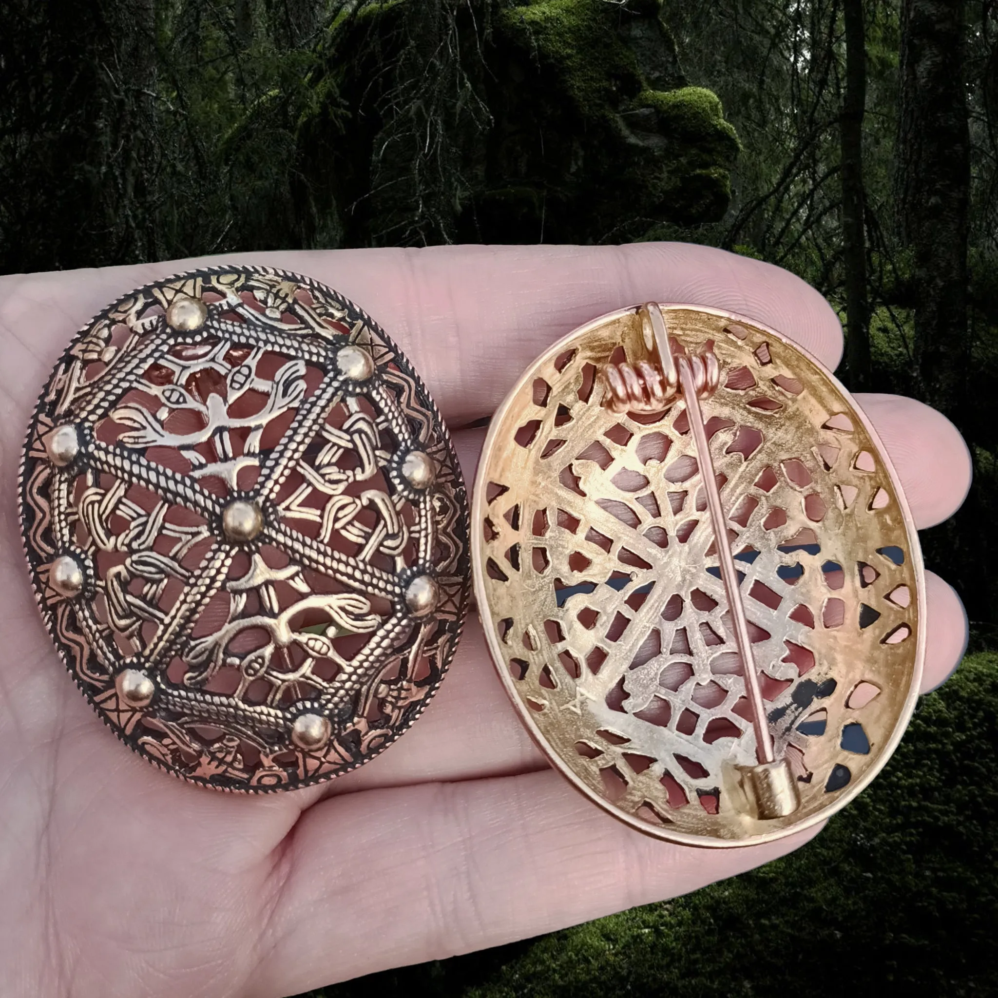 Bronze Borre Style Openwork Akershus Viking Tortoise Brooches