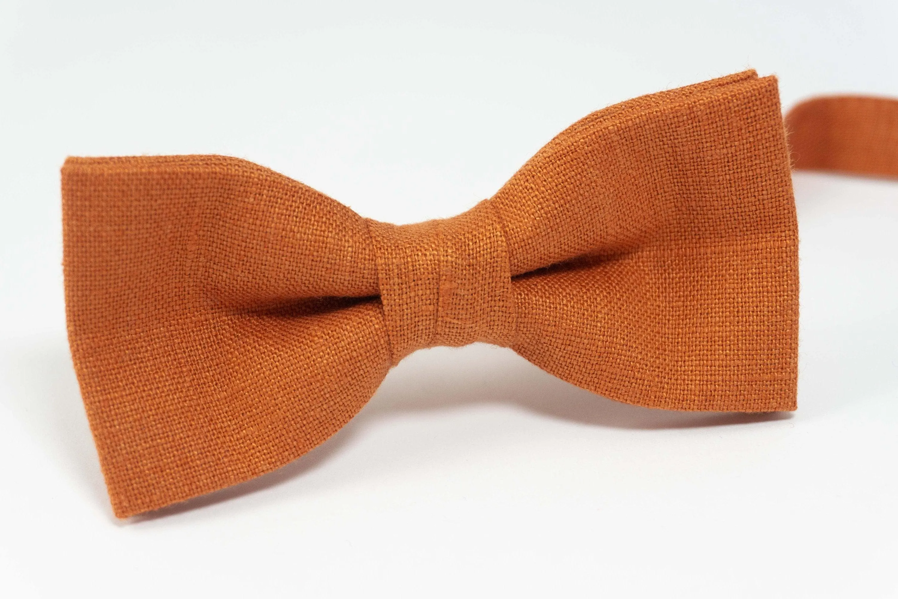 Burnt orange bow ties for men | linen bowtie