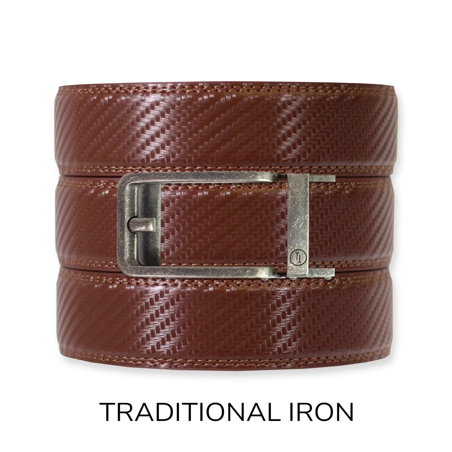 Carbon Chestnut Leather Ratchet Belt & Buckle Set