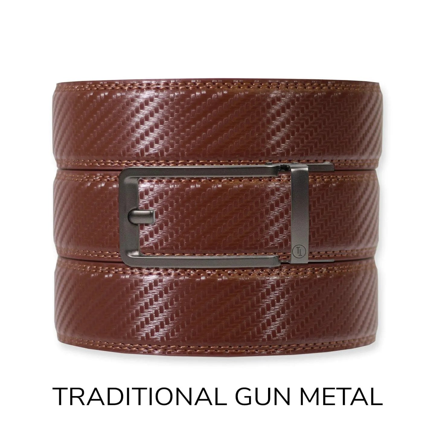 Carbon Chestnut Leather Ratchet Belt & Buckle Set