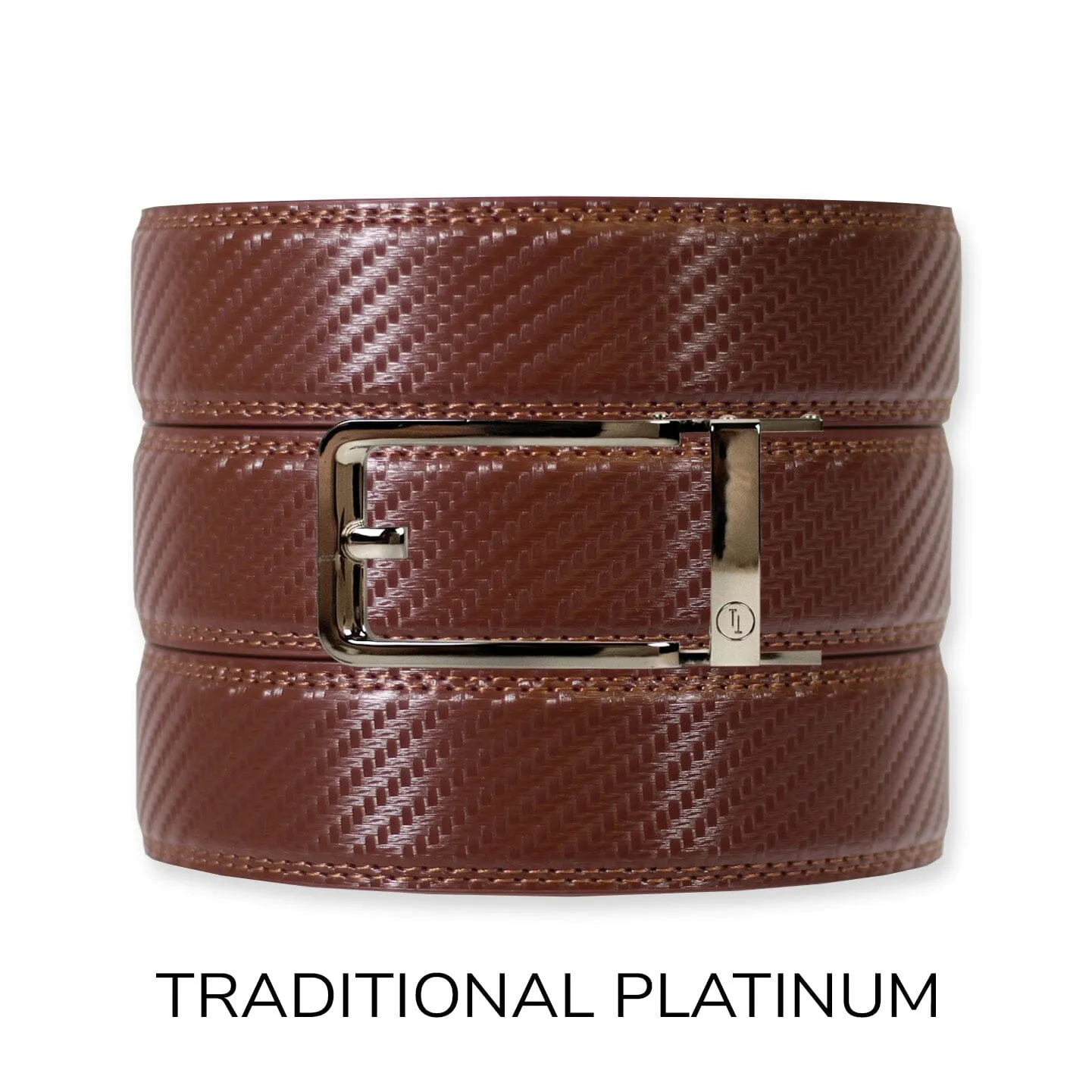 Carbon Chestnut Leather Ratchet Belt & Buckle Set