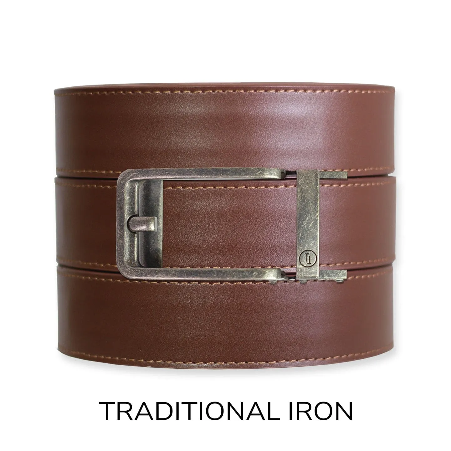 Chestnut Top Grain Leather Ratchet Belt & Buckle Set