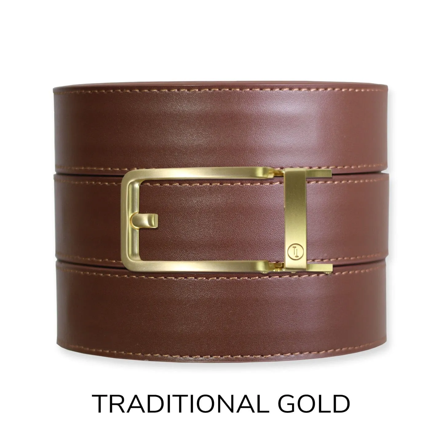 Chestnut Top Grain Leather Ratchet Belt & Buckle Set