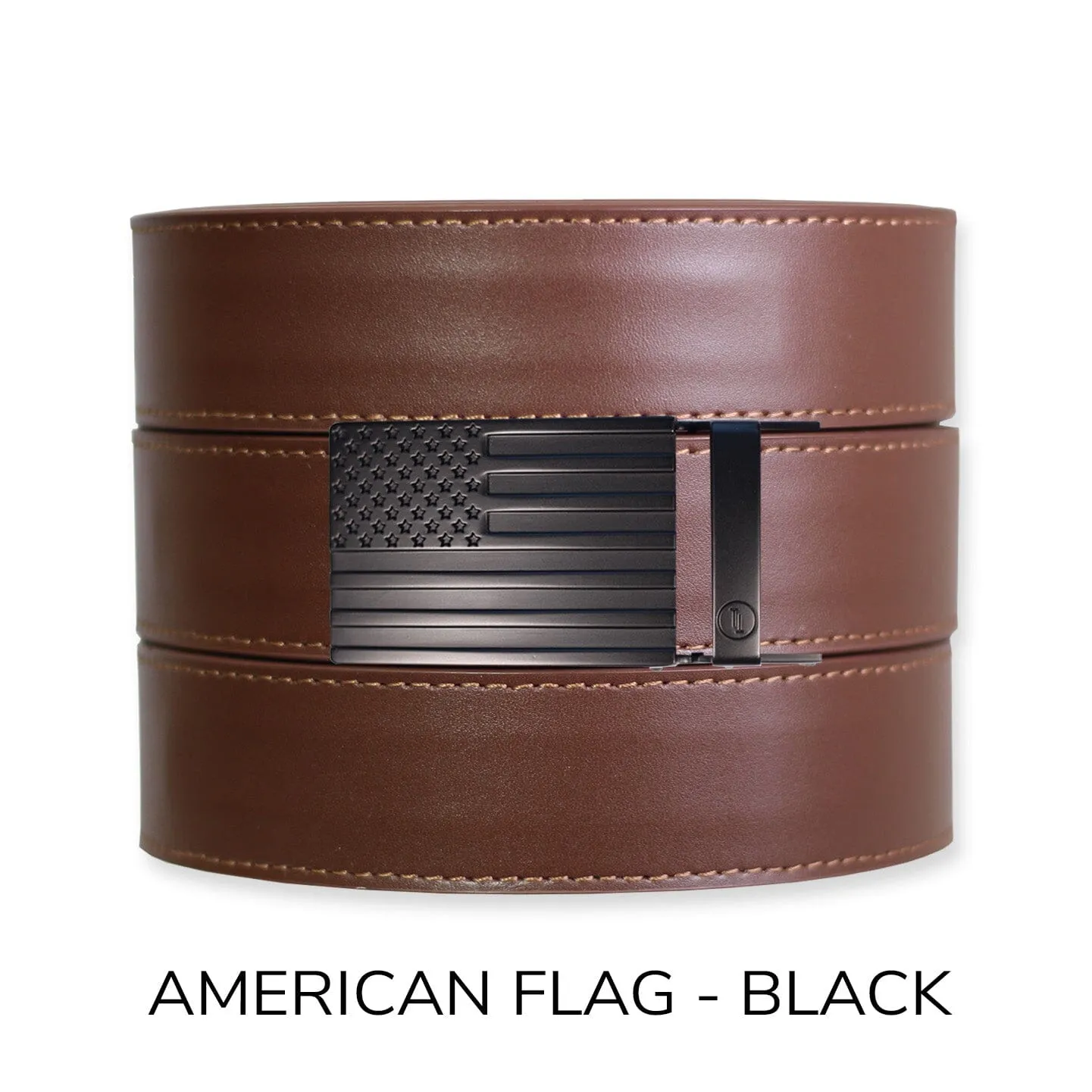 Chestnut Top Grain Leather Ratchet Belt & Buckle Set