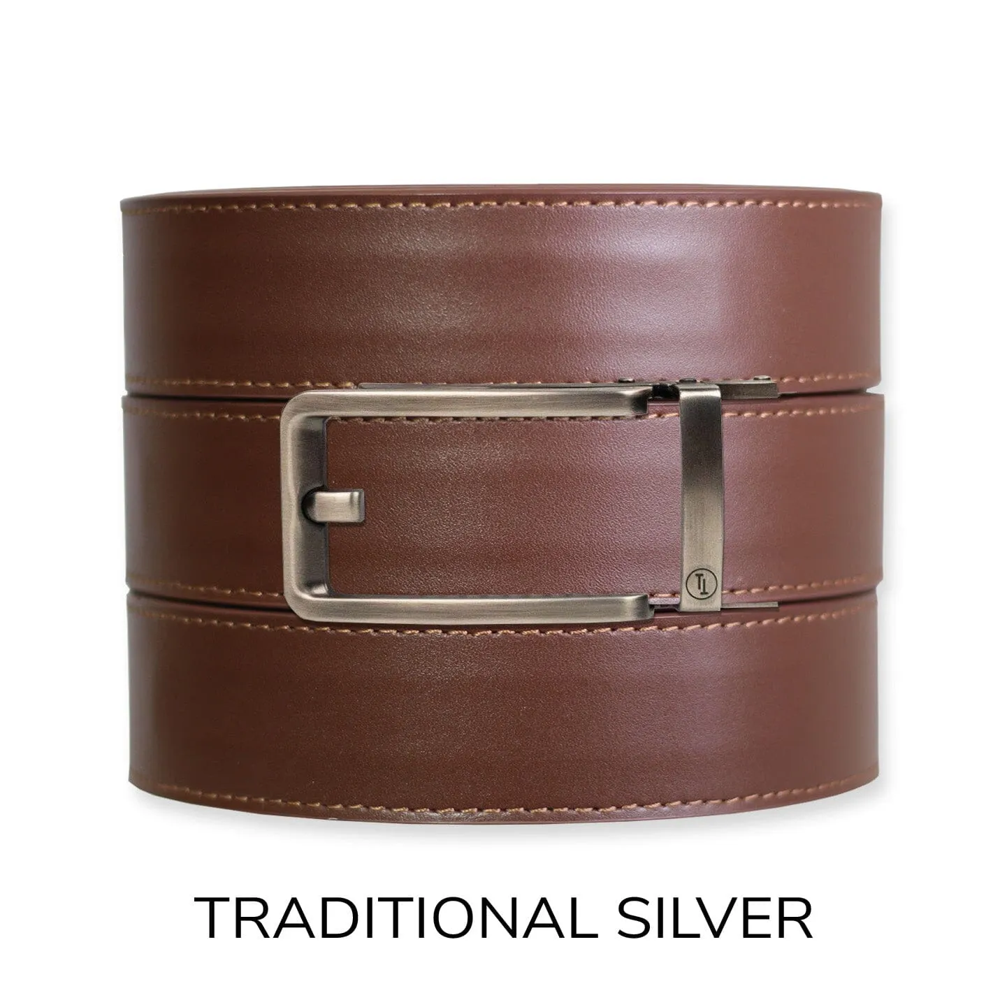 Chestnut Top Grain Leather Ratchet Belt & Buckle Set