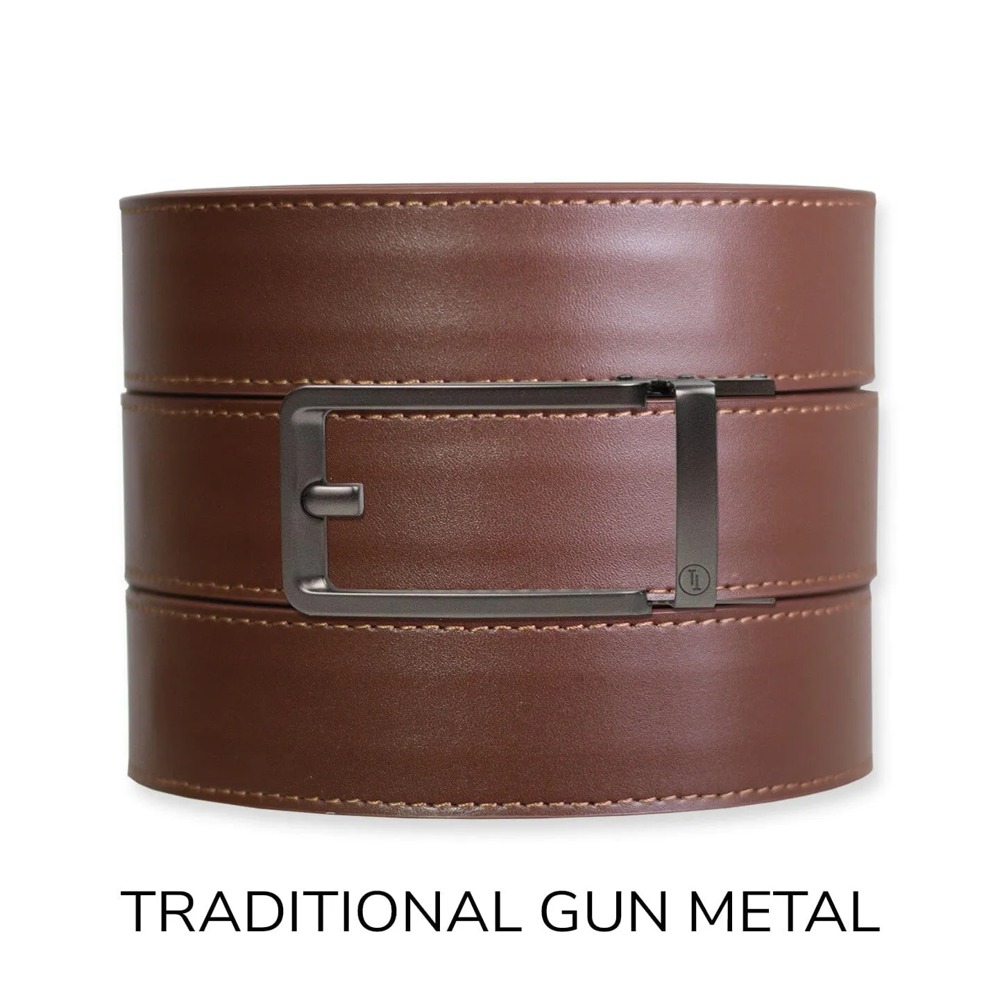 Chestnut Top Grain Leather Ratchet Belt & Buckle Set