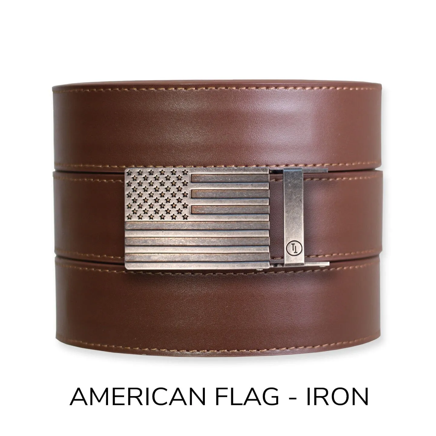 Chestnut Top Grain Leather Ratchet Belt & Buckle Set