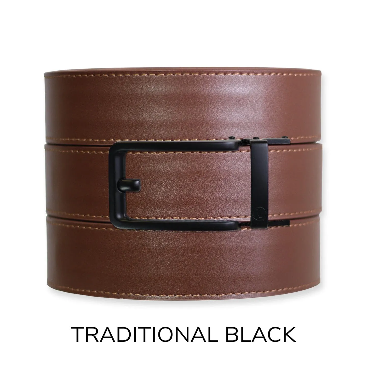 Chestnut Top Grain Leather Ratchet Belt & Buckle Set