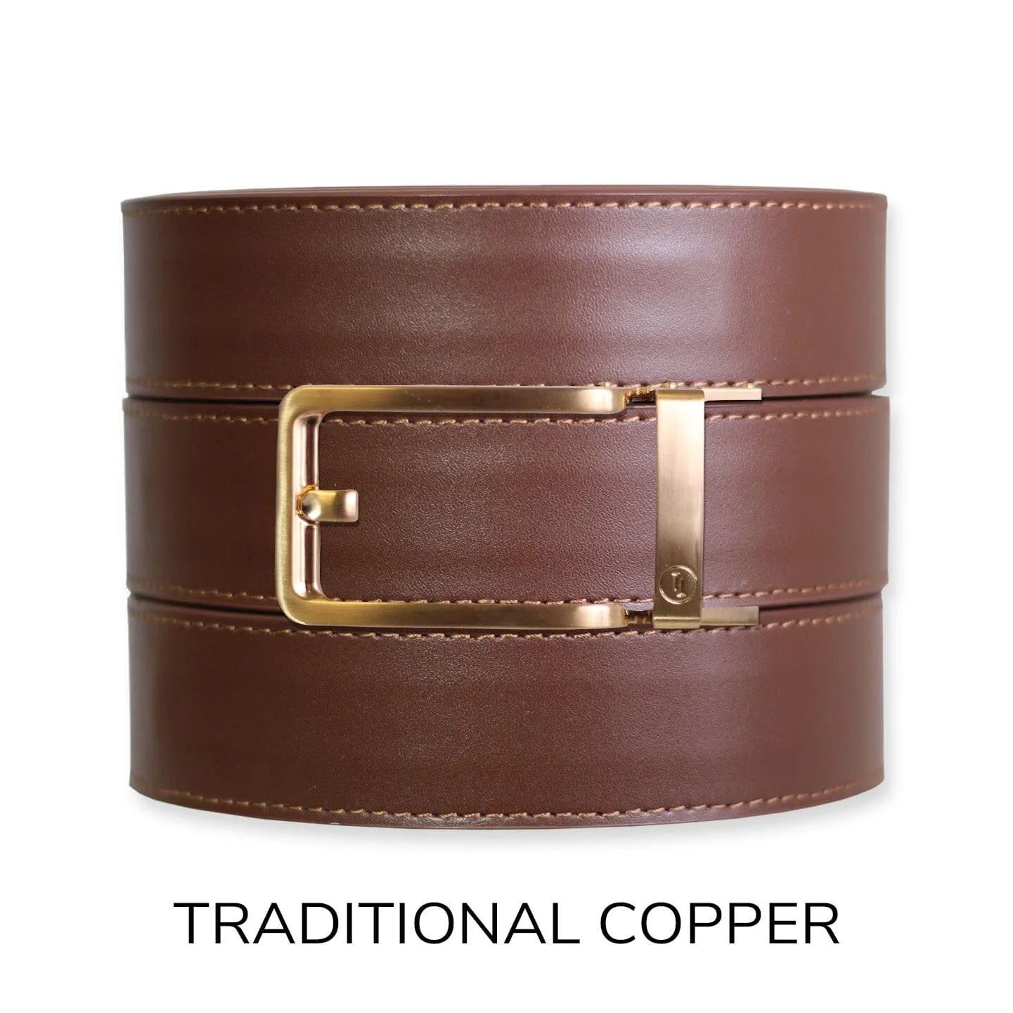 Chestnut Top Grain Leather Ratchet Belt & Buckle Set