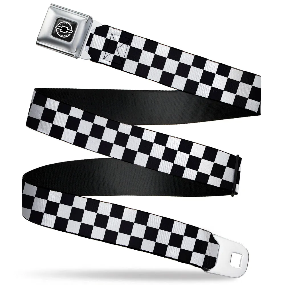 Chevy Seatbelt Belt - Checker Black & White Webbing