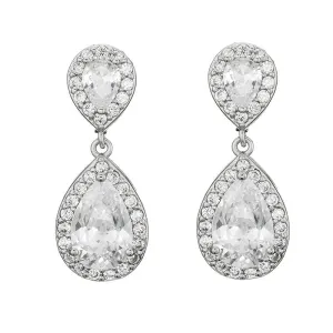 Classic Water Drop Crystal Zirconia Dangle Earrings Bridal Wedding Jewelry