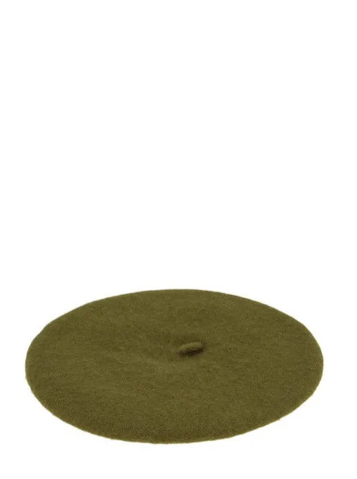 Classic Wool Beret in Olive Green