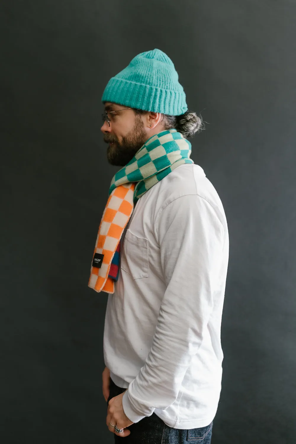 Cosmic Checkerboard Scarf - Sky Dream