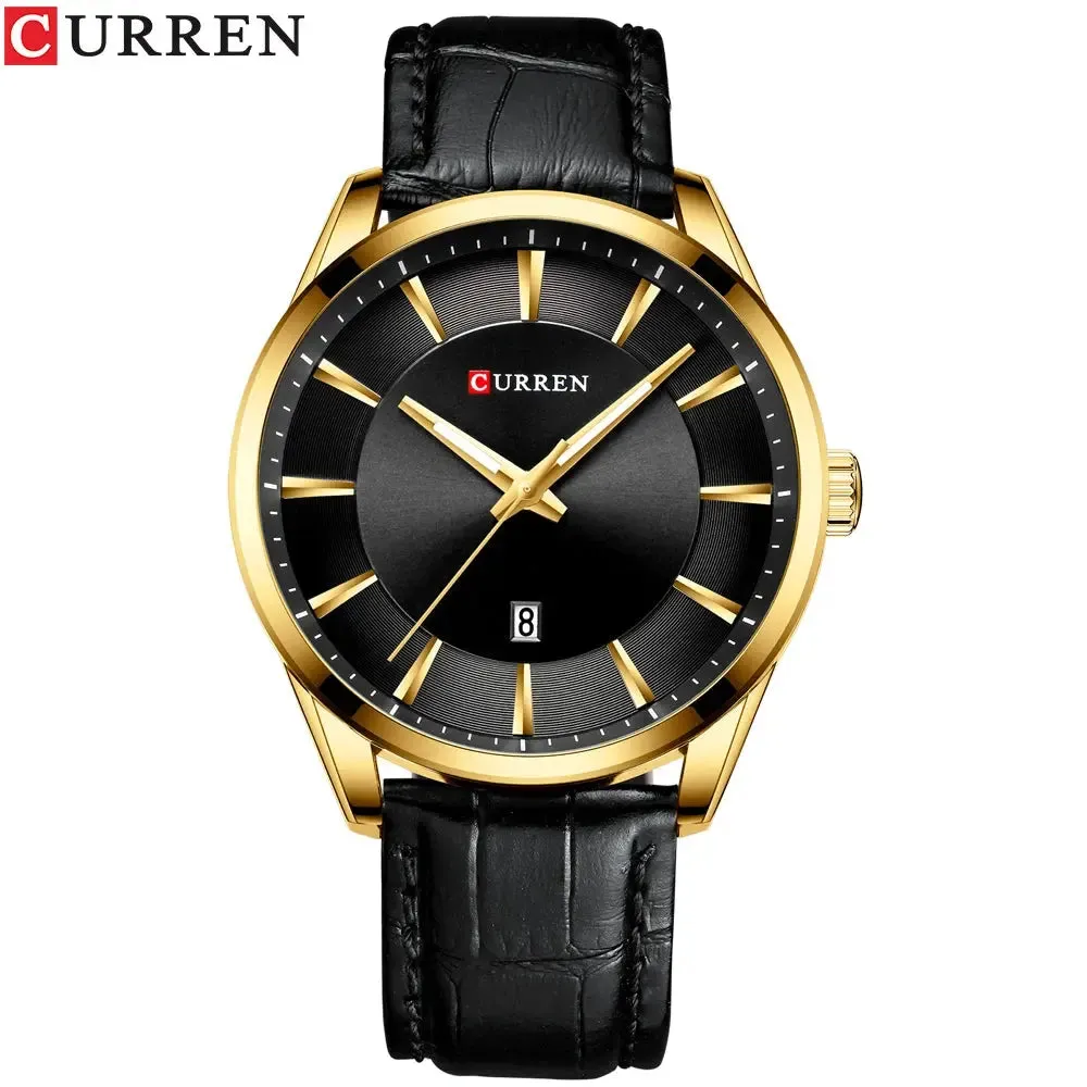 CURREN Quartz Watches for Men Leather Strap Male Wristwatches Top Luxury Brand Business Men's Clock  45 Mm Reloj Hombres