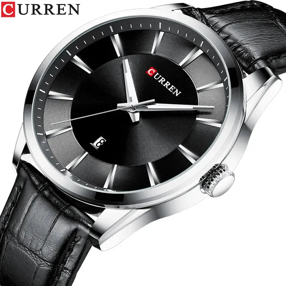 CURREN Quartz Watches for Men Leather Strap Male Wristwatches Top Luxury Brand Business Men's Clock  45 Mm Reloj Hombres