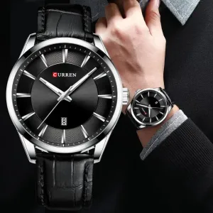 CURREN Quartz Watches for Men Leather Strap Male Wristwatches Top Luxury Brand Business Men's Clock  45 Mm Reloj Hombres