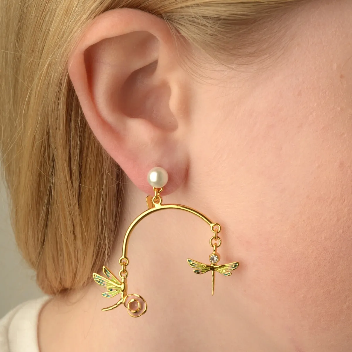 Dancing Dragonfly drop earrings by Bill Skinner