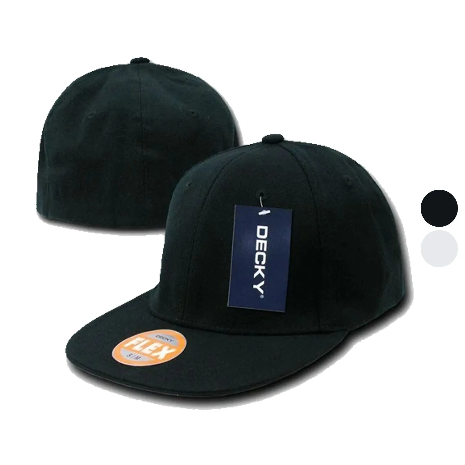 Decky Retro Fit All Flat Bill 6-Panel Flex Baseball Hats Caps Mens