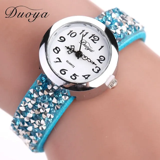 Duoya Brand Watches Women Fashion Casual Crystal Rhinestone Bracelet Watch Ladies Dress Quartz Luxury Vintage Watch Women DY005