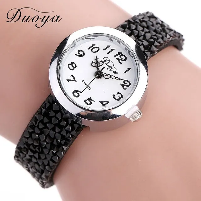 Duoya Brand Watches Women Fashion Casual Crystal Rhinestone Bracelet Watch Ladies Dress Quartz Luxury Vintage Watch Women DY005