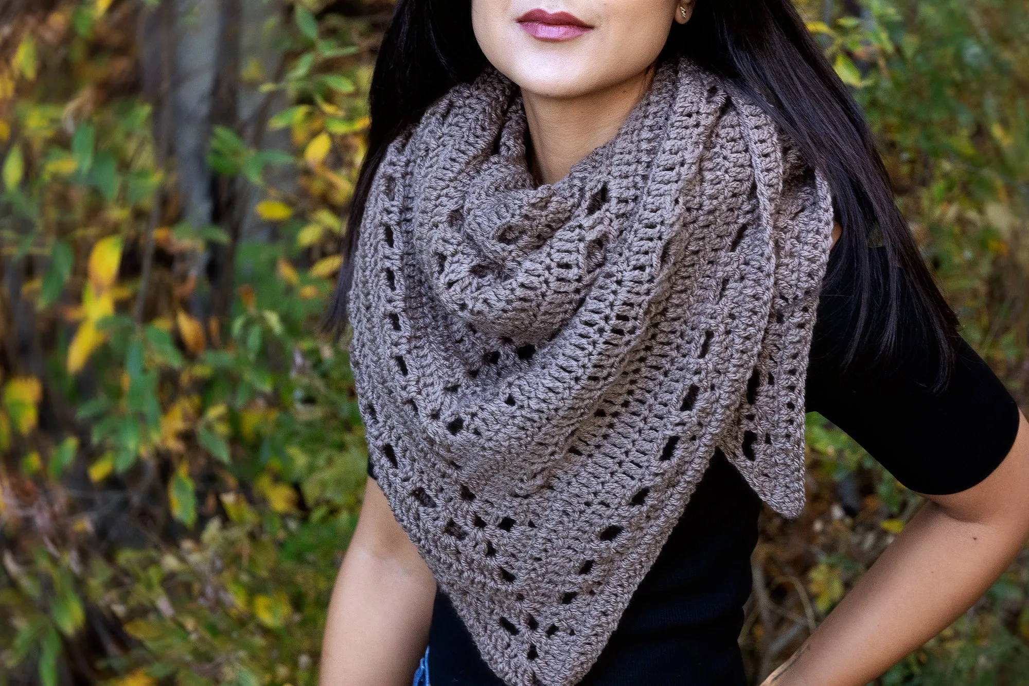 Easy Autumn Triangle Shawl Crochet Pattern