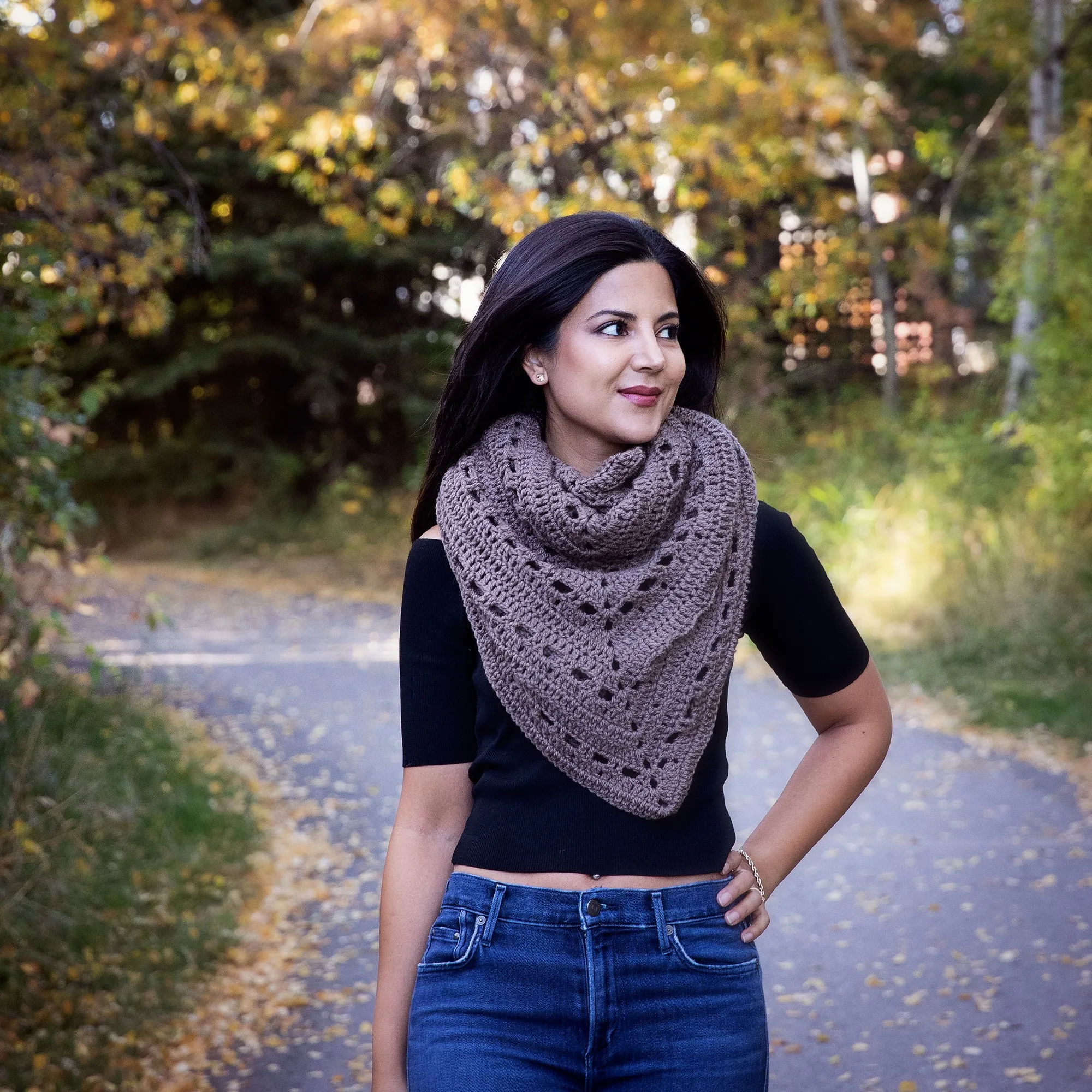 Easy Autumn Triangle Shawl Crochet Pattern