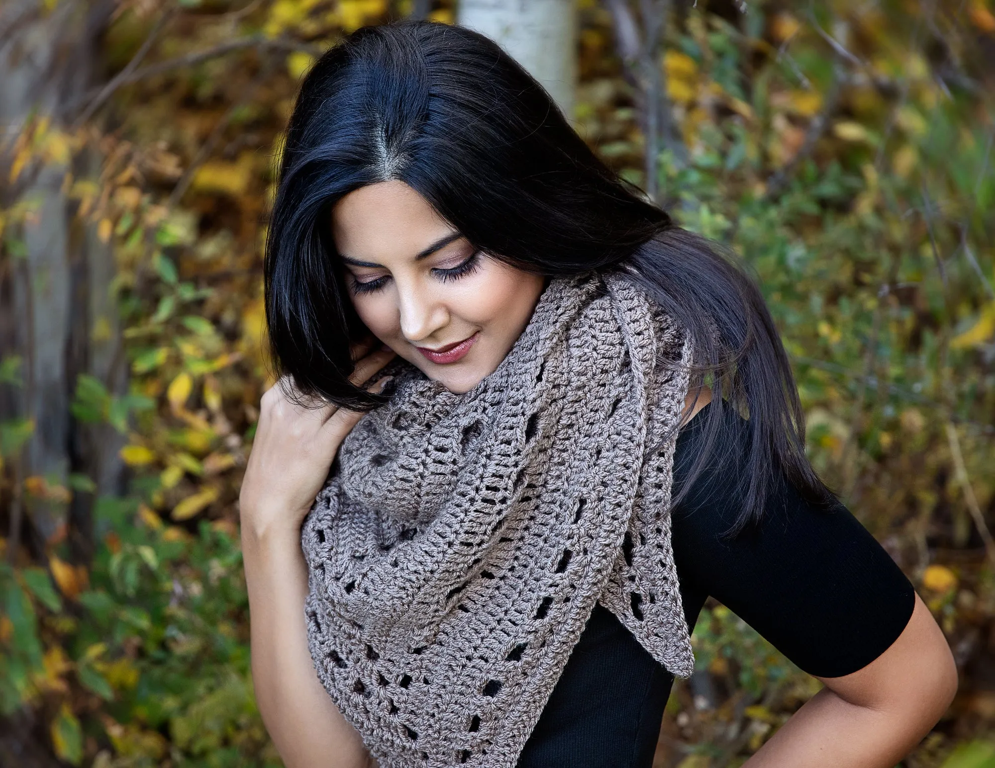 Easy Autumn Triangle Shawl Crochet Pattern